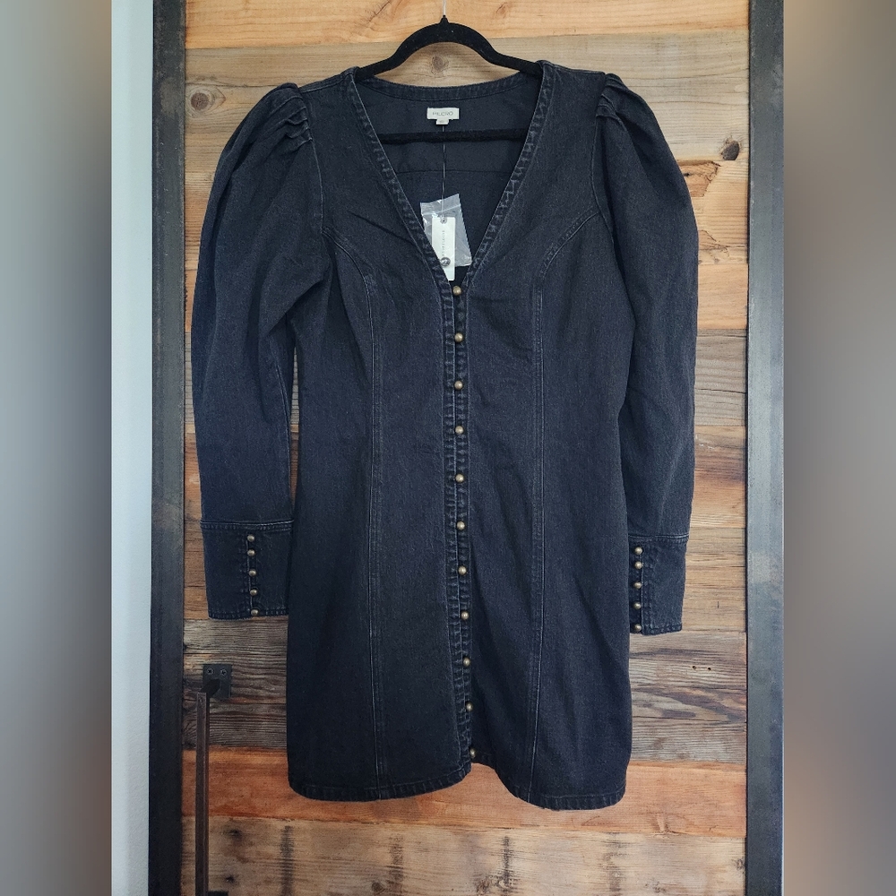 NWT ANTHROPOLOGIE Pilcro Puff-Sleeve Denim Mini Dress Size XL - Picture 5 of 7